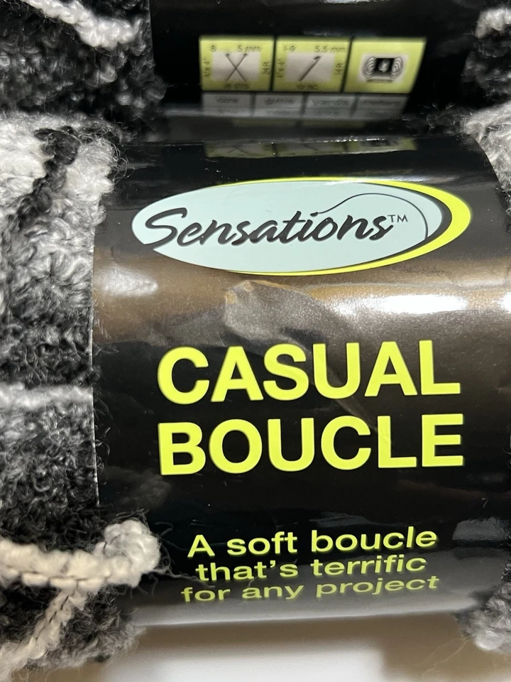 Sensations CASUAL BOUCLE Yarn BLACK GREY Acrylic/Nylon 3.5oz ea. Set of 2 - Image 2 of 4