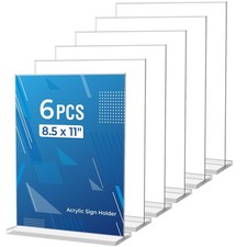 6 Pack Acrylic Sign Holder 8.5 x 11 Inches, Clear Menu Holder Stand, Vertical...