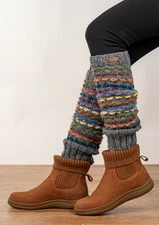 Beautiful Handknitted Multicolor Leg Warmers - Gray