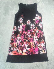 Yessica By C&A Floral Shift Dress Women's UK 16 Black Pink Boho Stretch
