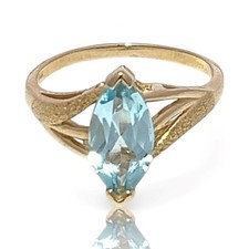 14k Yellow Gold Marquise-Cut Blue Topaz Ring Size 7 KS1019197