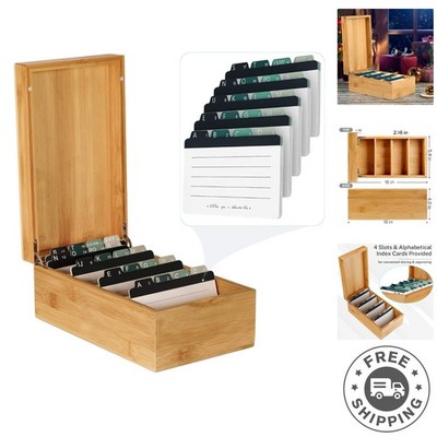 Durable Bamboo Index Card Organizer - Holds 600 Cards with Effortless Access!