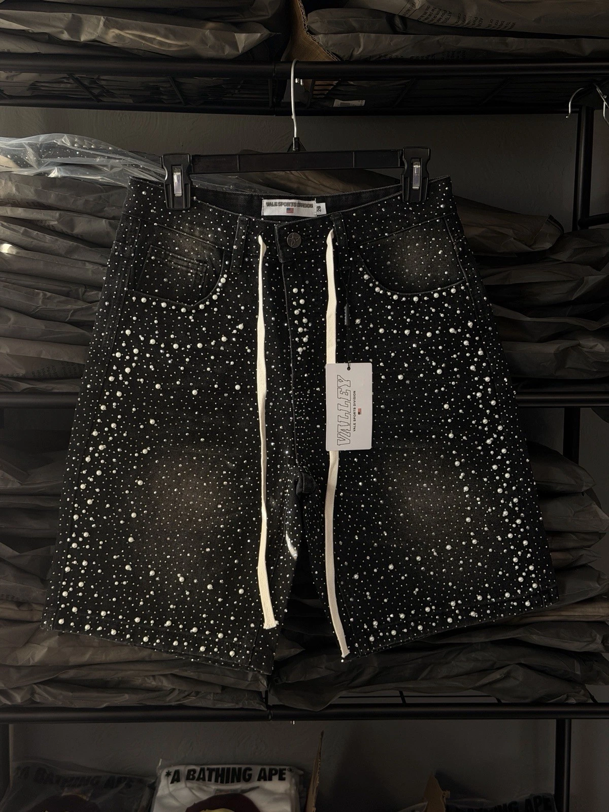 Vale Valley Forever Dreams Black Rhinestone Jorts Shorts Size 30 / Fast shipping