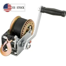 Hand Winch Heavy Duty Hand Crank 800lbs 26ft Polyester Strap for Boat/ATV