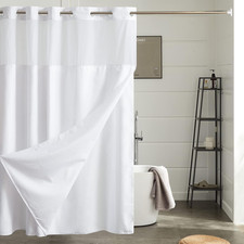 Furlinic Waffle Weave No Hook Shower Curtain with Snap in Fabric Liner Set,Heavy