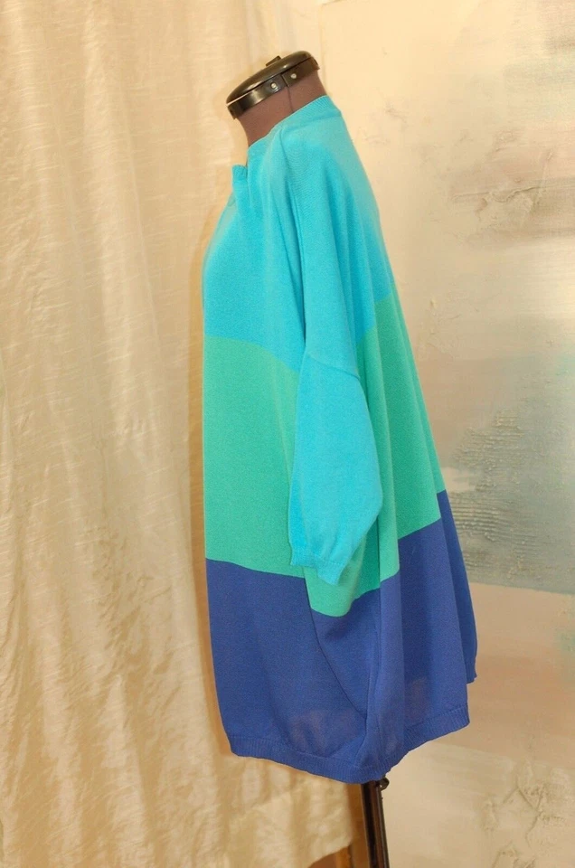 Blusa Blumarine Bluegirl Feminina de Malha Tamanho 40 Verde/Azul Manga Curta - Imagem 3 de 4