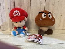Super Mario Bros Baby Mario Stuffed Plush 6" All Star  Goomba 2017 Lot Nwt