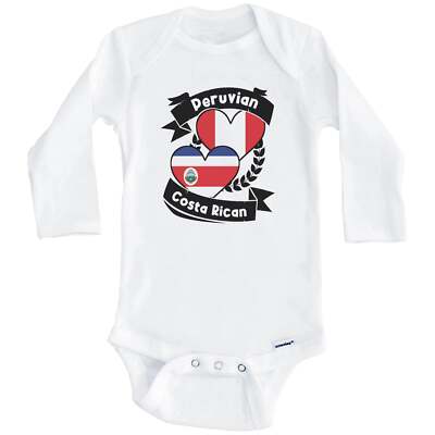 Peruvian Costa Rican Heart Flags Peru Costa Rica Baby Bodysuit (Long Sleeve)