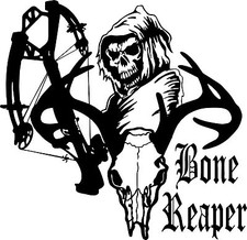 Crossbow Grim Reaper Hunter Bow Deer Skull Car Truck Window Vinyl Decal Sticker