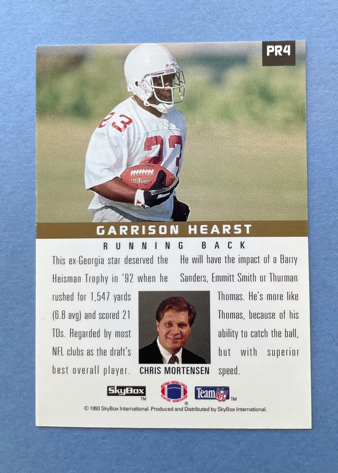 1993-94 Skybox Premium Garrison Hearst Primetime Rookie #PR4 Rookie RC  - Image 2 of 2