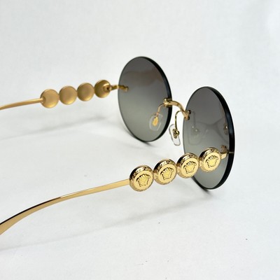 VERSACE Greca Coin Medusa Gray Gold Round Metal Rimless  display picture 1