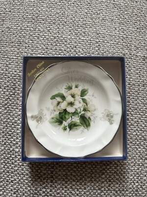 Englischer Bone China Silberhochzeitsteller (Made in England) Fenton China Company