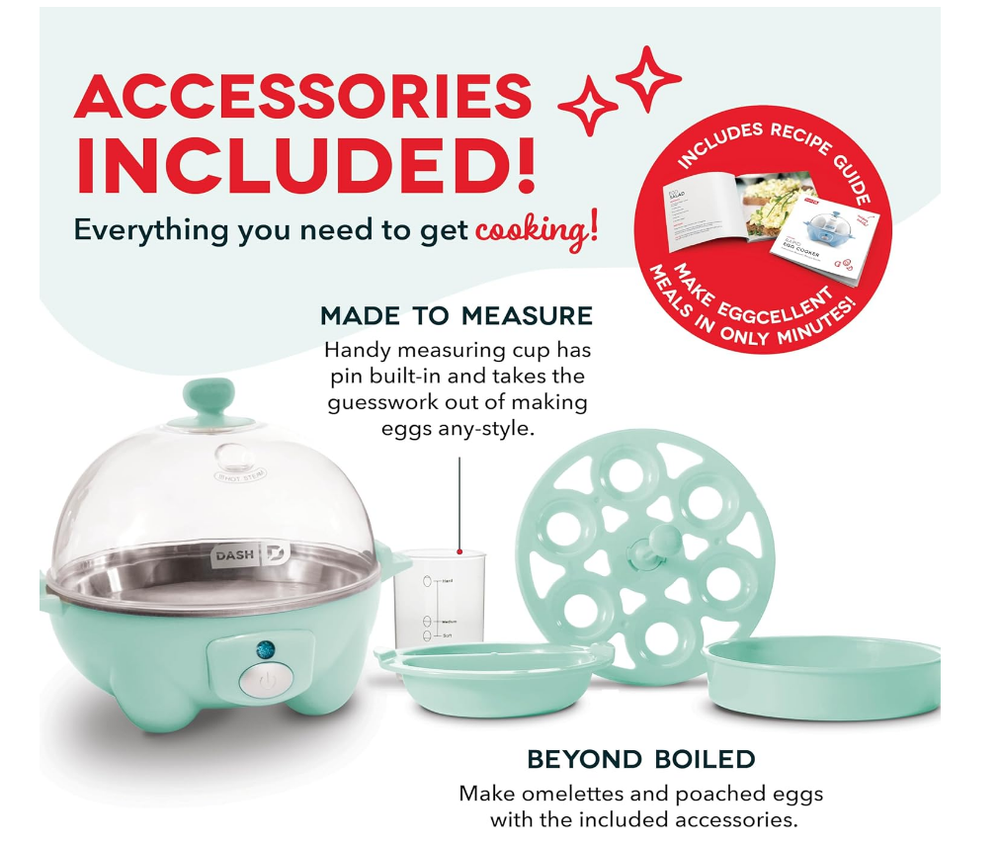 DASH Fast Electric Egg Cooker with 6 Egg Capacity in Aqua 5.5 Inch  