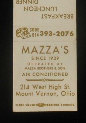 1960s Mazza's Restaurant Since 1939 Mazza Brothers & Son High St Mount ...
