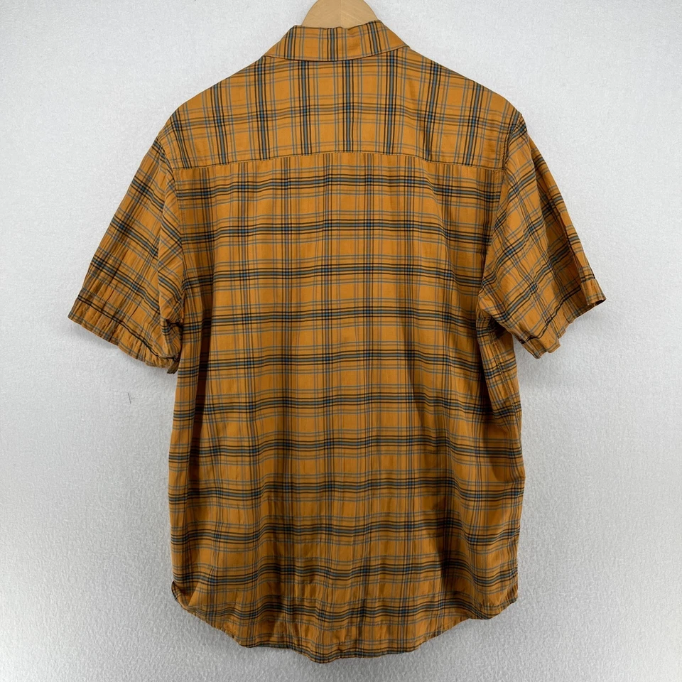 HORNYTOAD Shirt Mens M Plaid Button Up Short Sleeve Organic Cotton Blend Orange - Image 4 of 4