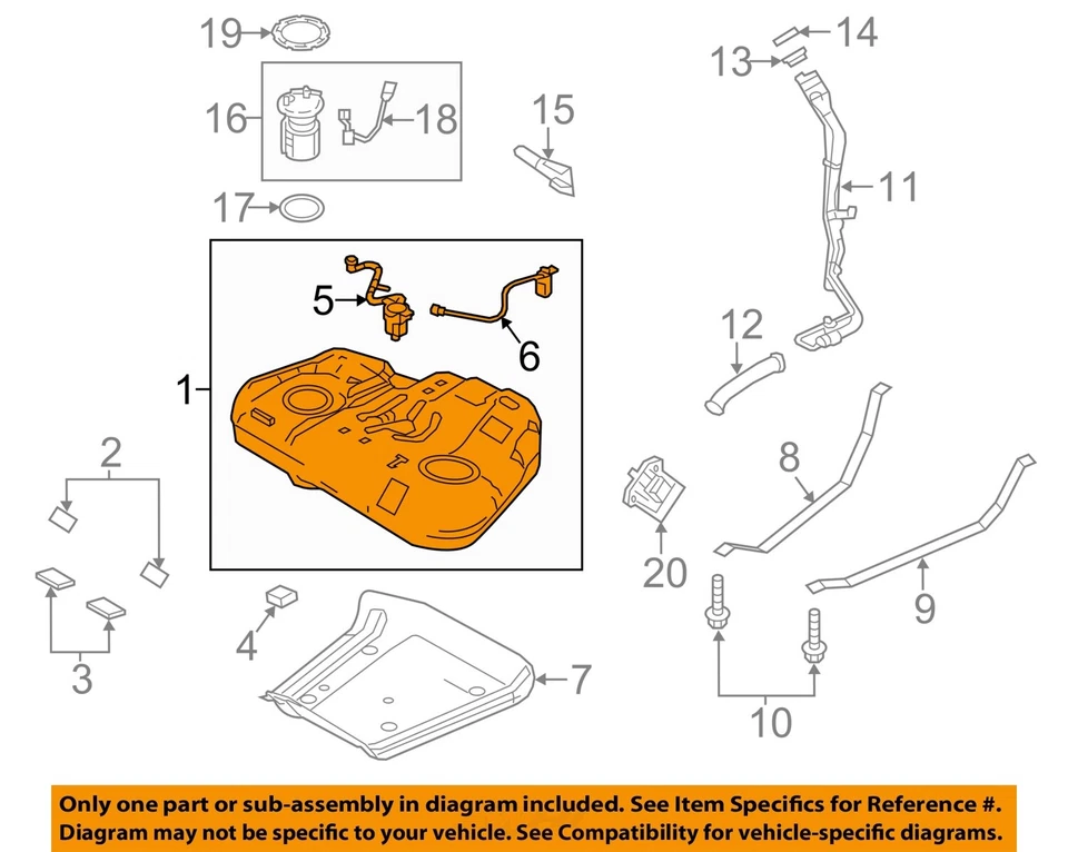 Used Fuel Tank fits: 2013 Ford Taurus 3.5L VIN 8 8th digit w/o police package FW Foto 3 de 4