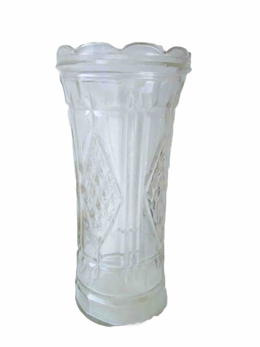 Vintage Large Cut Glass Vase 23cm Tall | eBay