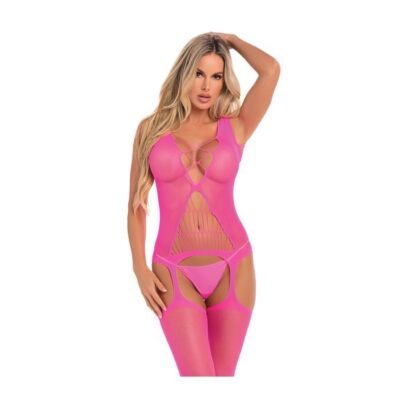 Pink Lipstick Flight Risk Sheer Bodystocking 