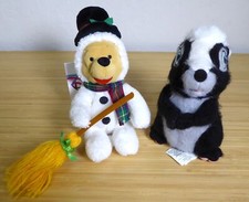 Disney Store Mini Beanbag Snowman Pooh 8   Rare Fuzzy Flower Skunk 6  PlushToys