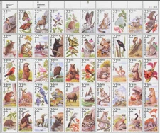 SCOTT 2286- 2335 NORTH AMERICAN WILDLIFE  22 CENT M NH FULL SHEET OF 50