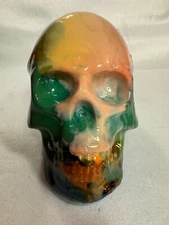 Unique Multi-Colored Resin-Sealed Skull Crafted Upcycled PLA Filament