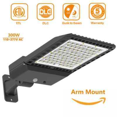 WYZM Dusk to Dawn 300W Outdoor Led Street Pole Parking Lot Light Shoebox Area Lights