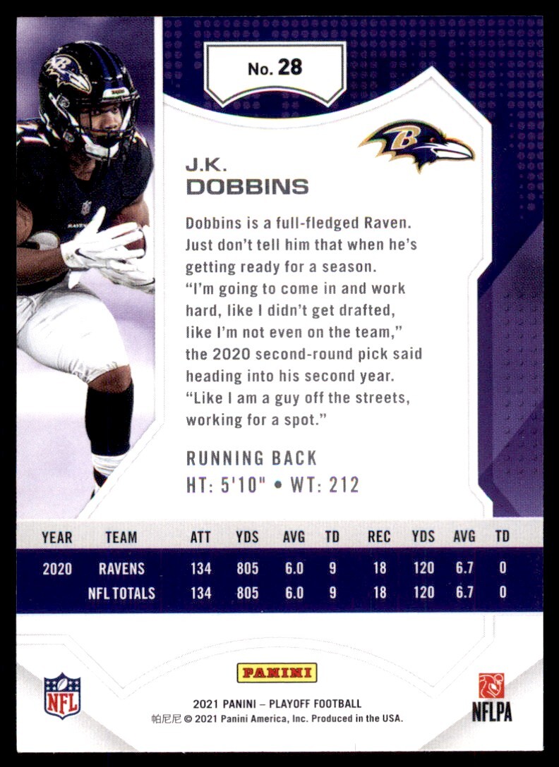 2021 Panini Playoff JK Dobbins Baltimore Ravens 28 eBay
