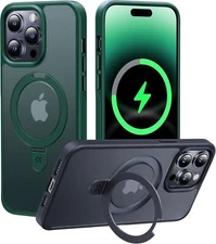 CASEKOO iPhone 14 Pro Mag Invis Stand Case, Mil Drop, Translucent Matte, Green