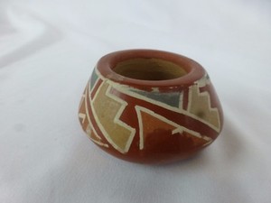 Santa Clara Pueblo Indian Pottery Red Feather Bowl  [Y9-W6-A9]