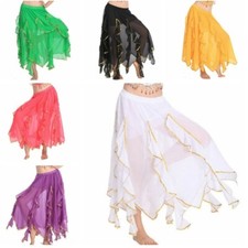 Women Irregular Dance Skirt Chiffon Ruffle Belly Ballroom Flamenco Costume