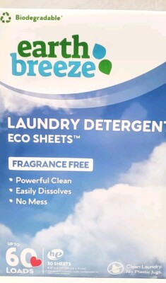 Earth Breeze Laundry Detergent Fragrance Free LOT of 4 Packs Up To 120 Loads 