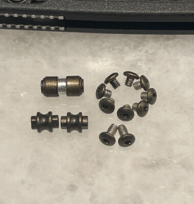 Vintage Bronze Stainless Screws & Aluminum Thumb Stud Standoffs For Bugout Knife