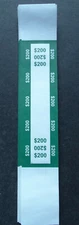 100 - Green $200 Cash Money Self-Sealing Straps Logo Currency Bands 