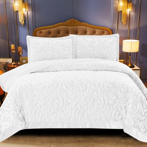 3 Stück Samt Gesteppt Tagesdecke Überwurf Geprägt Bettwäsche Set Double King Size - Bild 4 von 33