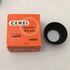 CENEI METAL 30MM PUSH ON LENS HOOD IN ITS BOX FOR AGFA SOLID AND FOLDING CAMERAS