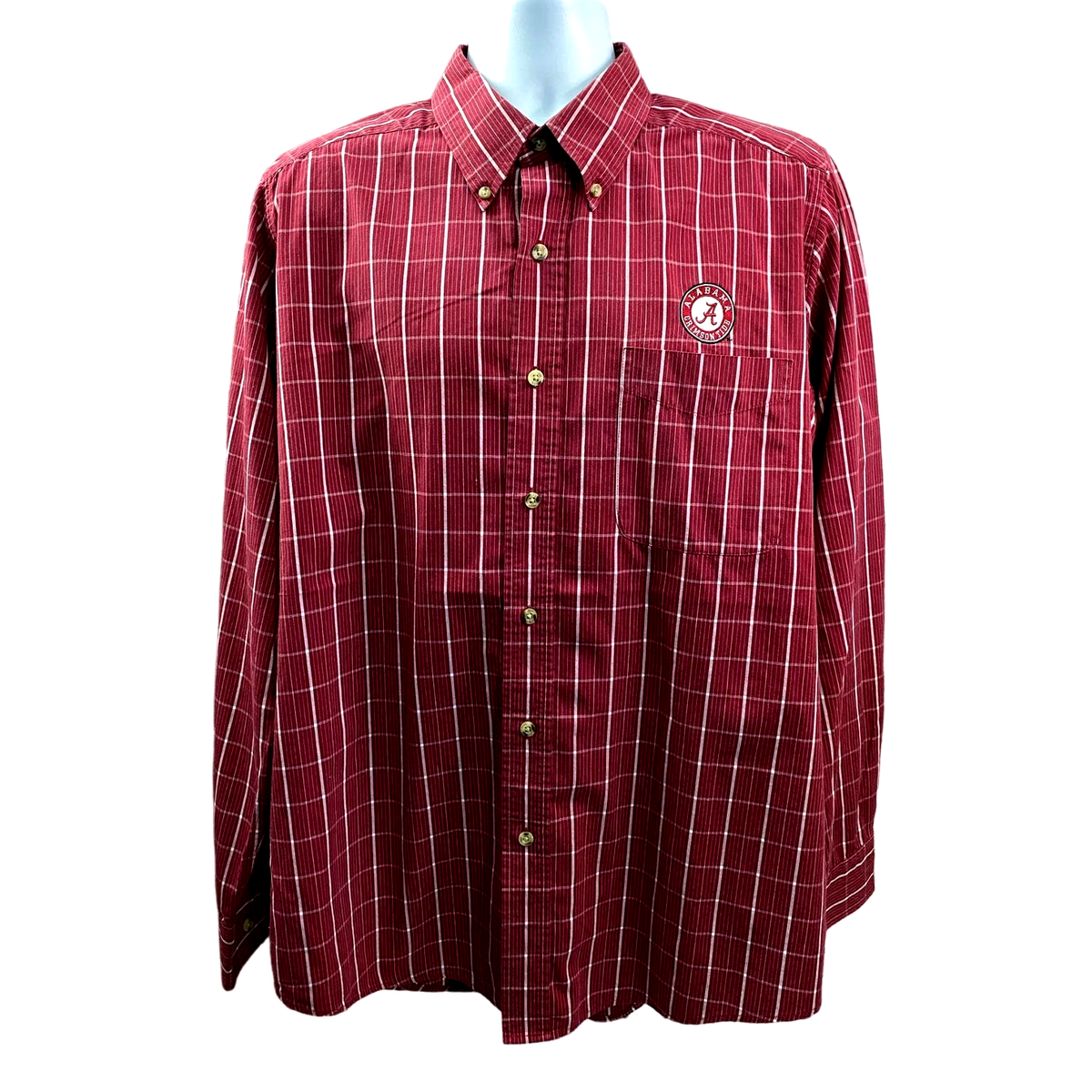 Antigua Alabama Red Button Down Long Sleeve Shirt Collared Mens Large