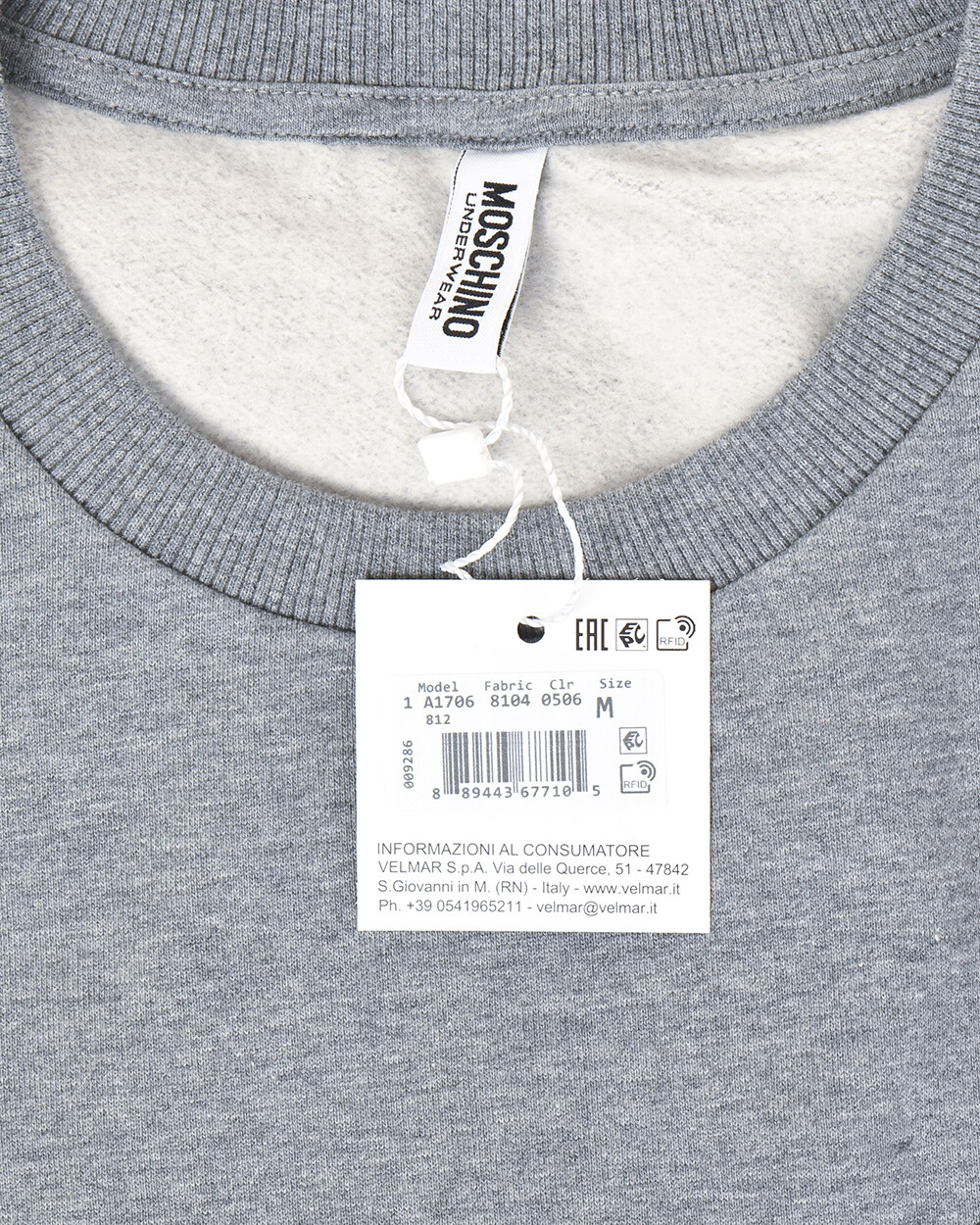 Moschino Underwear Sweatshirt Hoodie Man Grey A17068104 506 Sz.L MAKE OFFER image 7