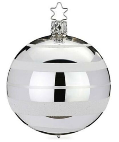 Inge-Glas® Manufaktura Christmas Stripes Ornament Silver - Zdjęcie 1 z 1