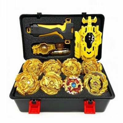 8PCS Beyblade Gold Burst Set Spinning With Grip Launcher+Portable Box Case Toy