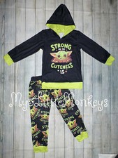 NEW Boutique Grogu Baby Yoda Mandalorian Star Wars Hooded Sweatsuit Outfit Set