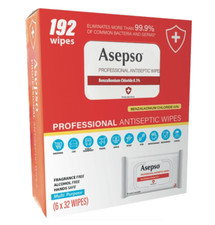 Profesjonalne chusteczki antyseptyczne Asepso Wielofunkcyjne 192 chusteczki 6 opakowań po 32