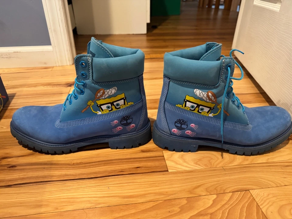 RARO Timberland X Bob Esponja Pantalones Cuadrados Premium 6 Pulgadas Botas Impermeables Para Hombres 9.5 Foto 4 de 4