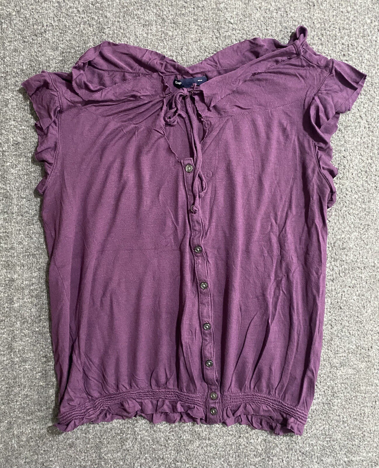 Gap Women’s Purple Chiffon Bow Accent Short Sleeve  Size S