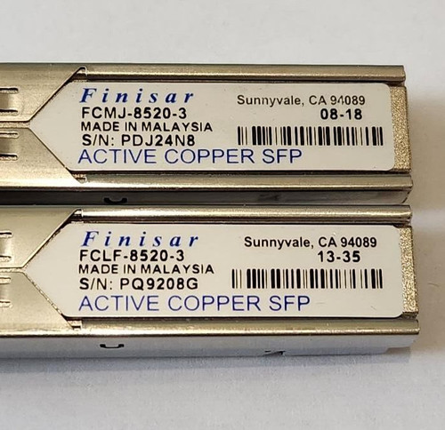 Lot of 2 Finisar FCLF-8520-3 Active Copper SFP 1GE 1000BASE-T