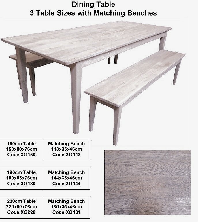 HAMPTON GREY WASHED OAK DINING TABLE 220CM X 90 CM X (H) 76 CM eBay