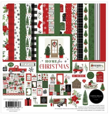 Carta Bella Paper HOME FOR CHRISTMAS 12x12 Scrapbook Cardstock Collection Kit