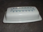Vintage Pyrex Milkglass Butter Dish Blue Garland Design