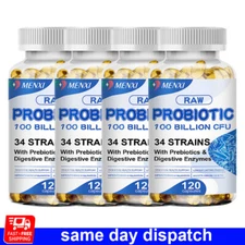 Probiotics Digestive Enzymes 100 Billion CFU Potency Immune Health 120 Capsules