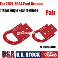 Us Pair For 2021-2024 Ford Bronco Trailer Single Rear Tow Hook Red M-18954-bthr Us Pair For 2021-2024 Ford Bronco Trailer Single Rear Tow Hook Red M-18954-bthr