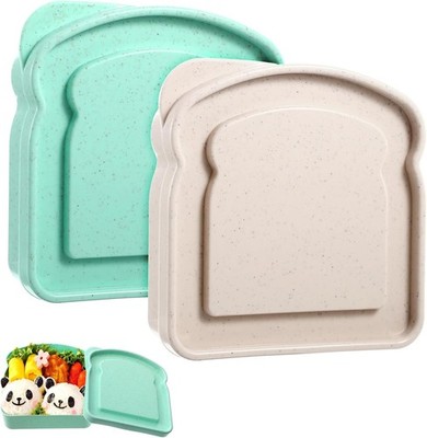 2 Pcs Sandwich Containers Toast-Shaped Sandwich Containers for Lunch Boxes